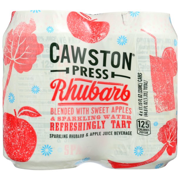 Cawston Press – Sparkling Water Rhubarb & Apple 4 Pack, 11.15 oz (Pack