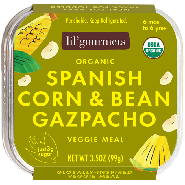 Lil Gourmets – Organic Spanish Corn & Bean Gazpacho, 3.5 Oz – Pack of