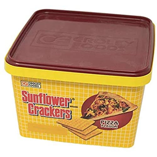 Sunflower Crackers – Pizza Flavor in Plastic Can – 650 G
