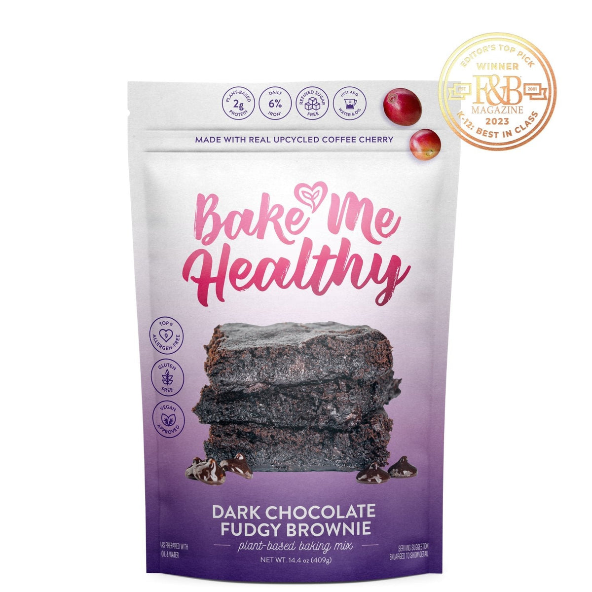 Bake Me Healthy Dark Chocolate Fudgy Brownie Plant-Based Baking Mix Case – 6 Bags