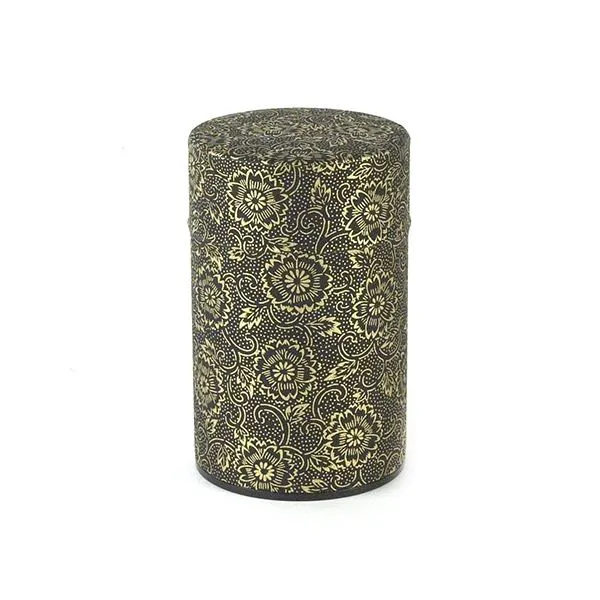 Japanese Washi Tin – Gold on Black Flowers