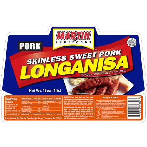 Martin Purefoods – Skinless Sweet Pork Longanisa – 16 OZ
