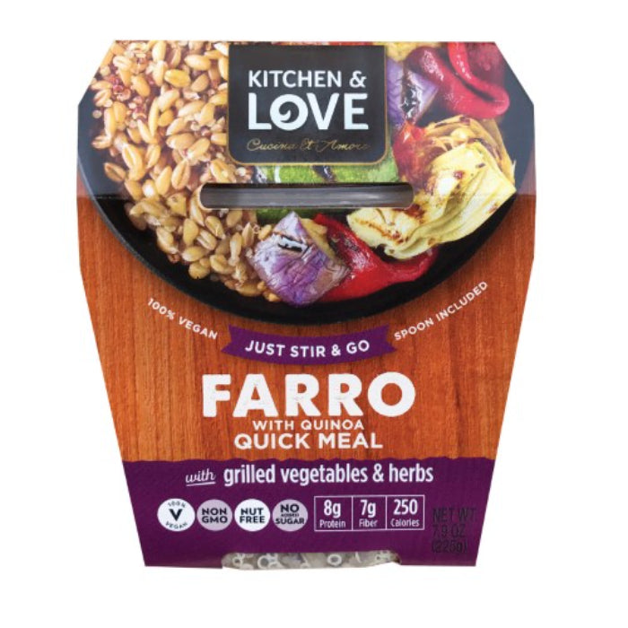 Kitchen and Love – Farro Meal Grilled Vegetables & Herb, 7.9 oz | Pack