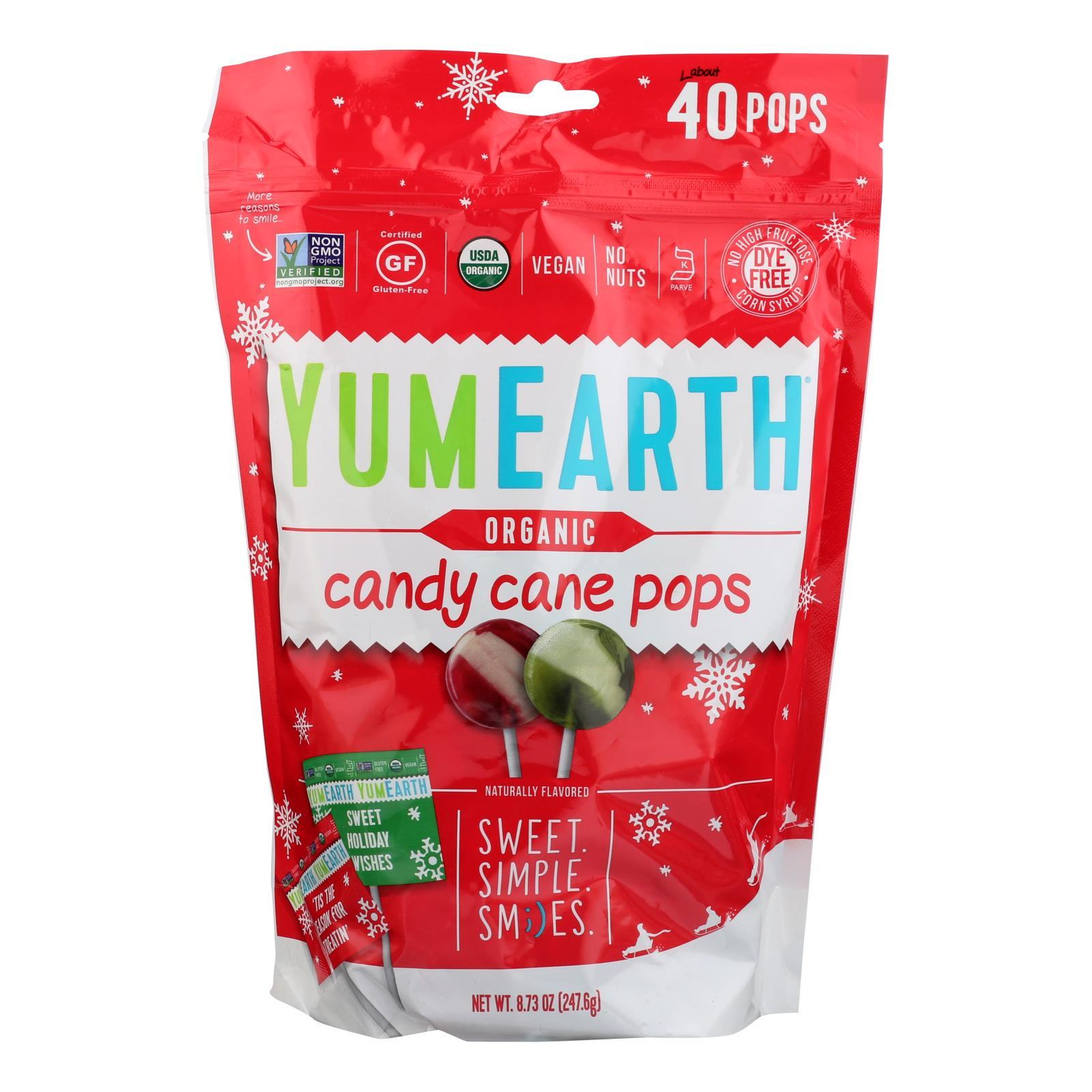 YumEarth – Organic, Candy Cane Pops, Wild Peppermint, 40 Pops | Pack o