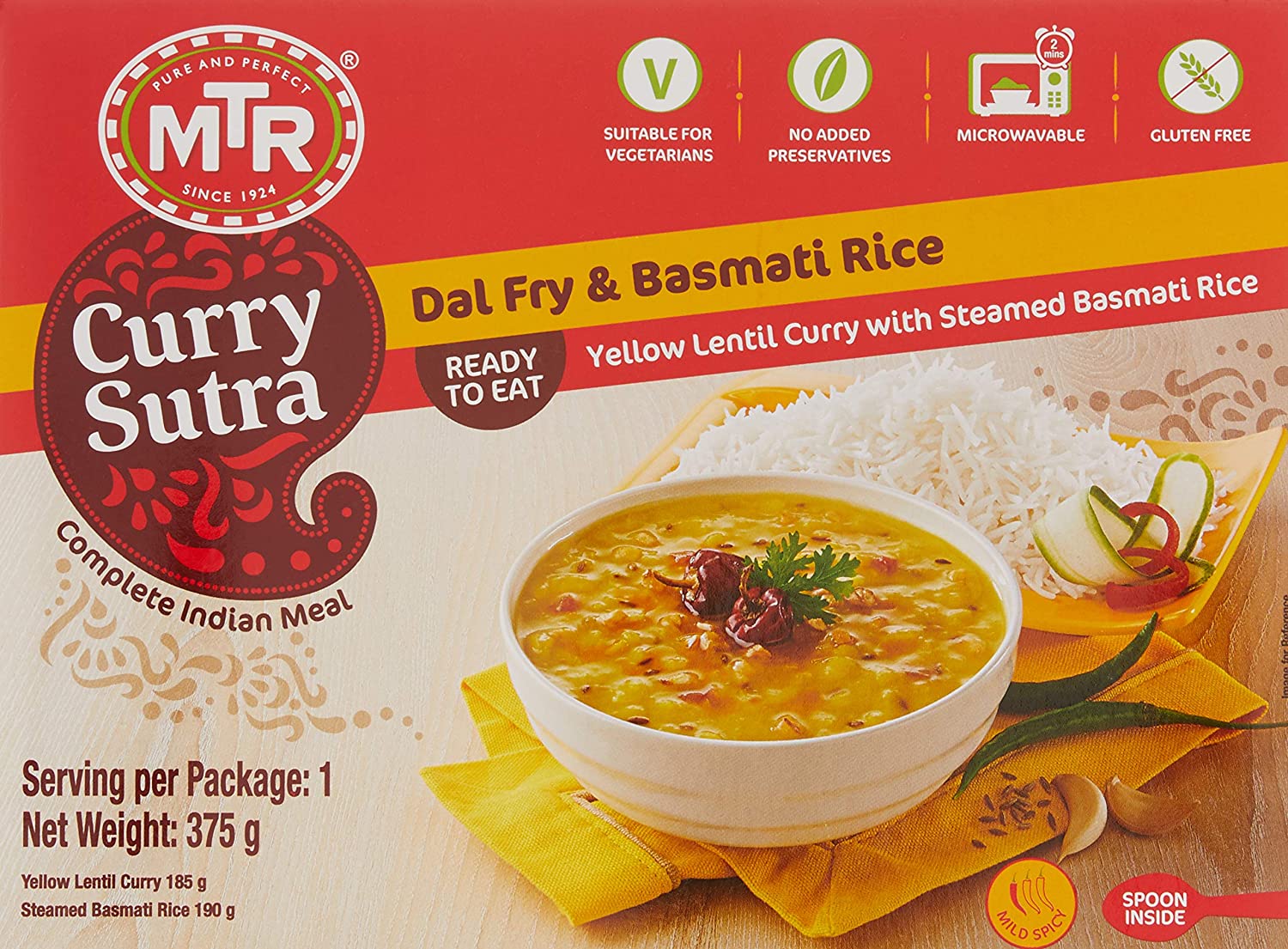 MTR Ready to Eat – Dal Fry and Basmati Rice 13.22oz(375g)