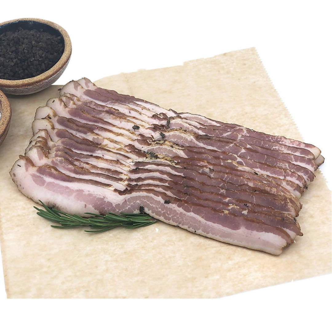Pastured Uncured Salt & Thyme Bacon Packages – 40 packs x 12 oz case
