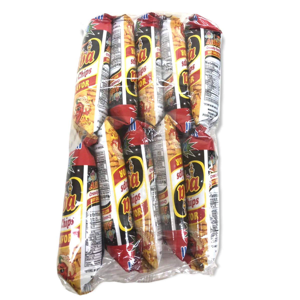 Alibaba Crunchy Corn Chips – Hot Chili Flavor 10g x 10
