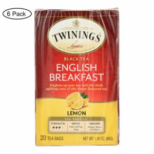 Twinings – English Breakfast Lemon Tea, 20 Bags | Pack of 6