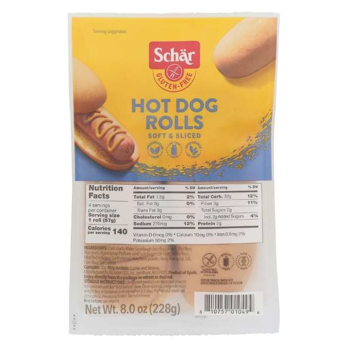 Schar – Gluten-Free Hot Dog Rolls, 8oz
