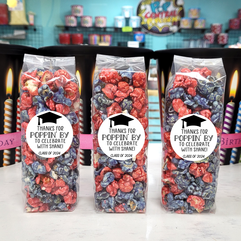 Thanks for Poppin – Graduation Popcorn Favor Bags