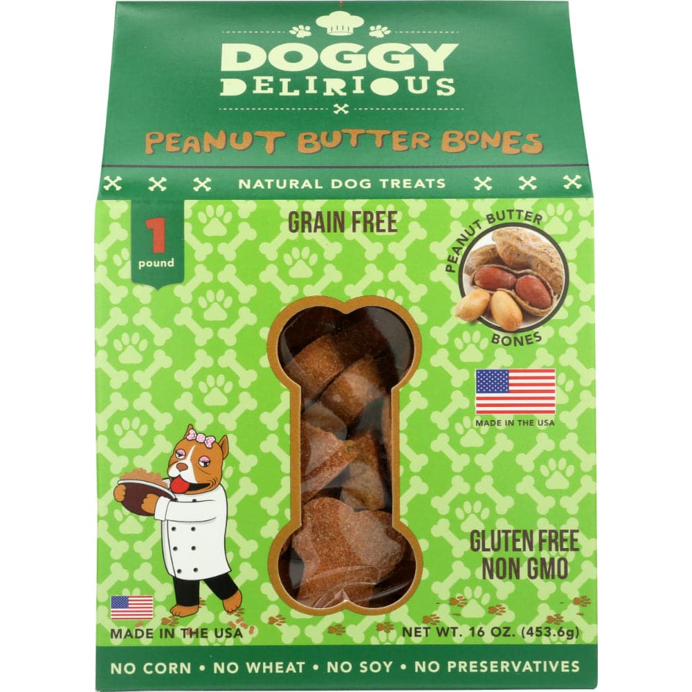 Doggy – Delirious Peanut Butter Bones Grain Free, 16 Oz