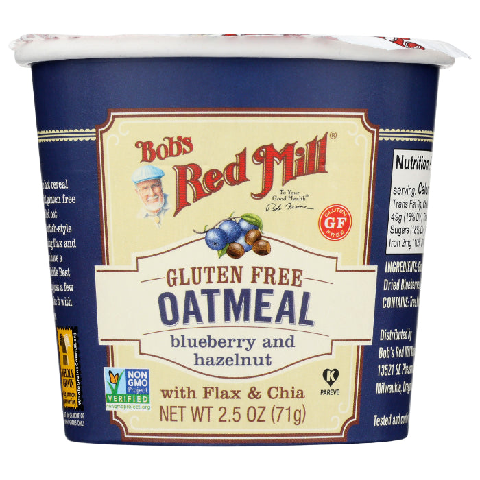 BOBS RED MILL OATMEAL CUP HAZLENUT BLUEBERRY, 2.5 OZ – Pack of 12
