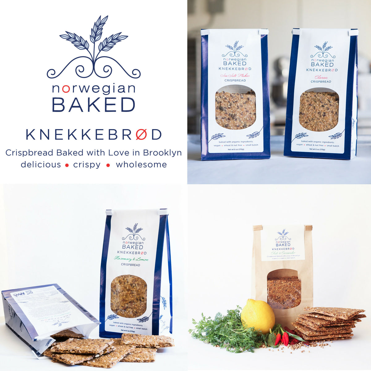 Norwegian Baked Knekkebrød Cracker Bag – 12 bags x 6oz case