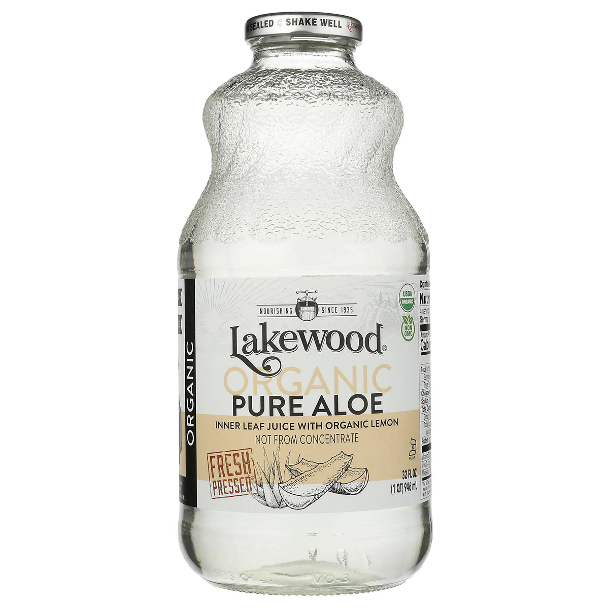 Aloe Juice, Organic, Inner Fillet Juice with Lemon, Lakewood