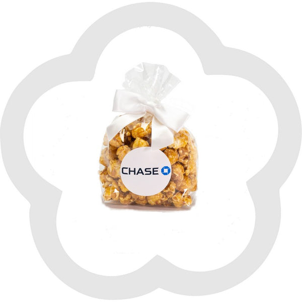 2 Cup Caramel Custom Labeled Popcorn Favor Bow Bag – 10 Pieces