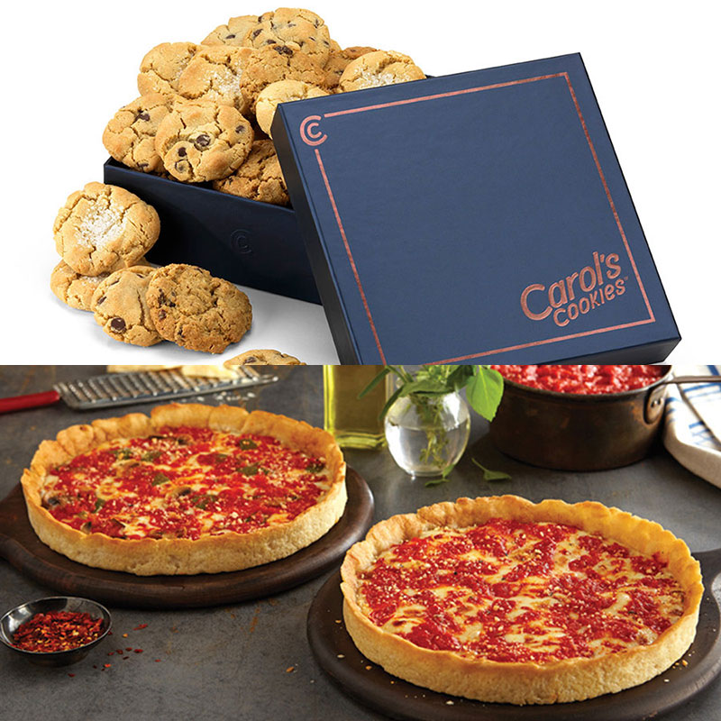 Carol’s Cookies 30 Mini Cookies Gift Box & 2 Lou’s Pizzas