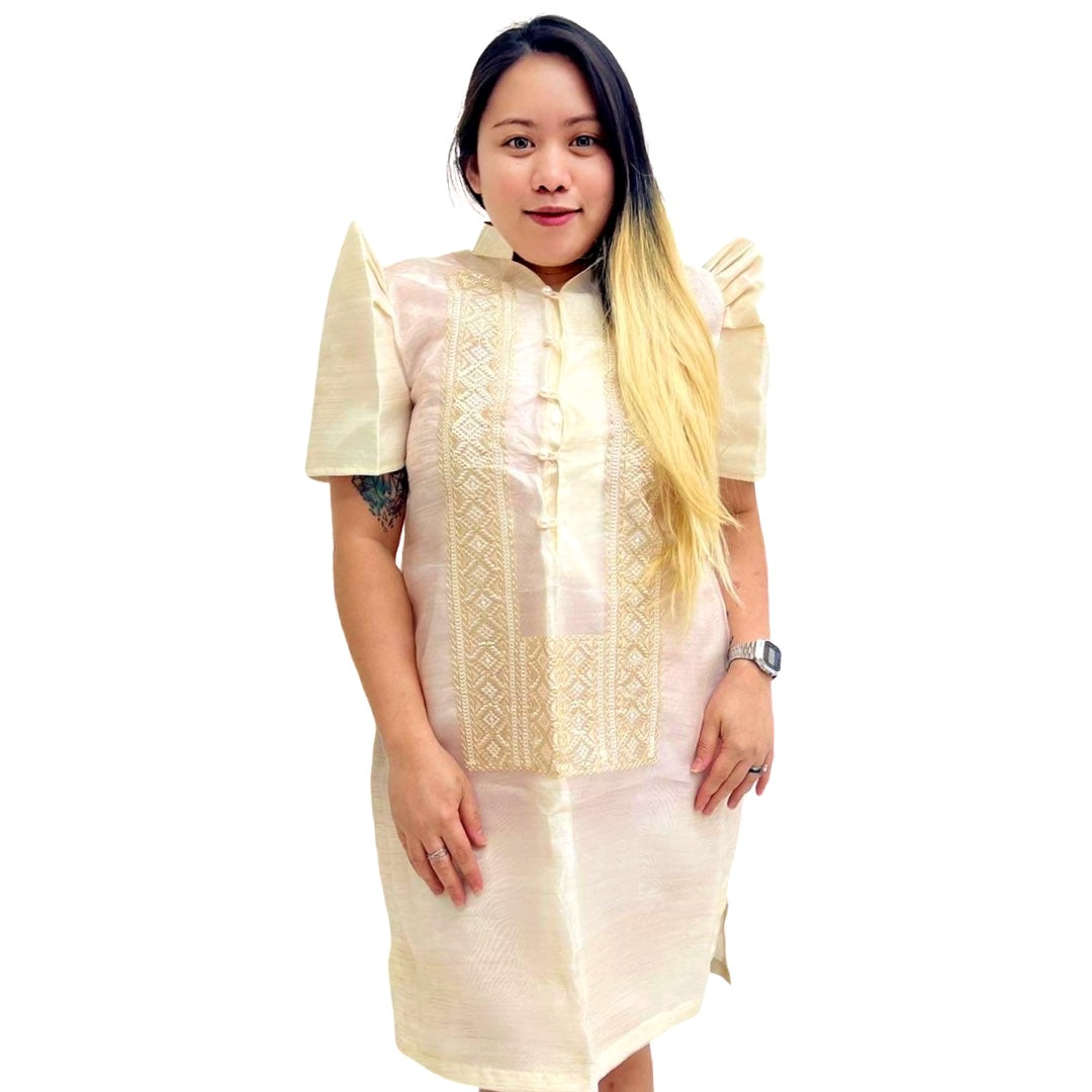 Baro’t Saya Filipiniana Tagalog Special Double Lining with Piping Brown Bayong Design