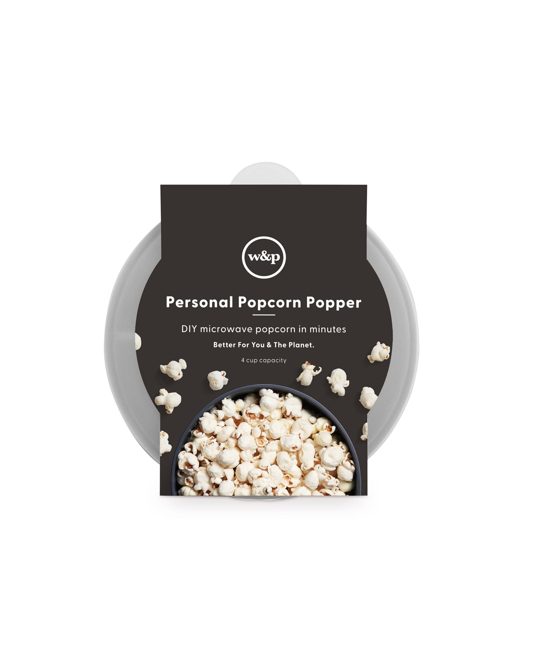 W&P – Personal Size Popcorn Popper – Silicone Reusable Maker: Charcoal