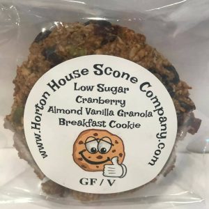 Horton House Scone GF – Cranberry Almond Vanilla Granola Breakfast Cookie (low sugar) Case – 12 Pieces