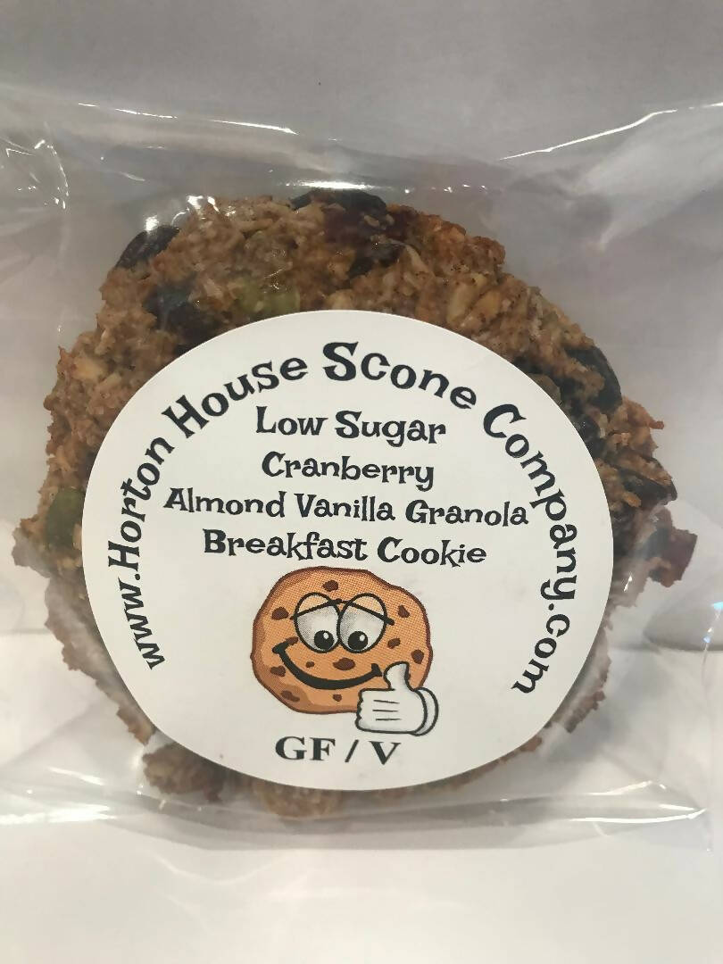 Horton House Scone GF – Cranberry Almond Vanilla Granola Breakfast Cookie (low sugar) Case – 12 Pieces