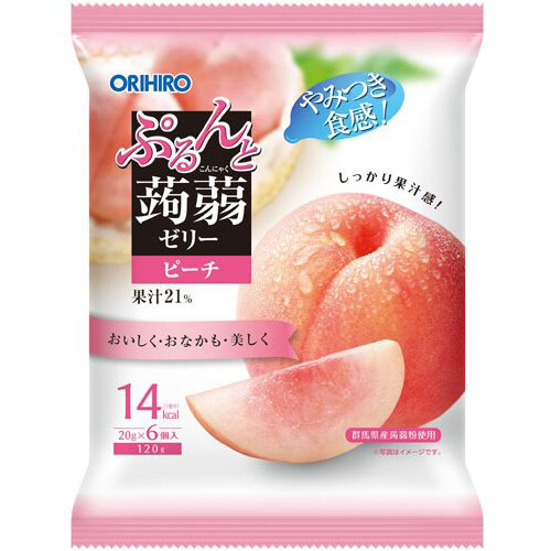 Orihiro “Purunto Konnyaku Jelly, Peach flavor” Konjac Fruits Jelly, 20g x 6 pc