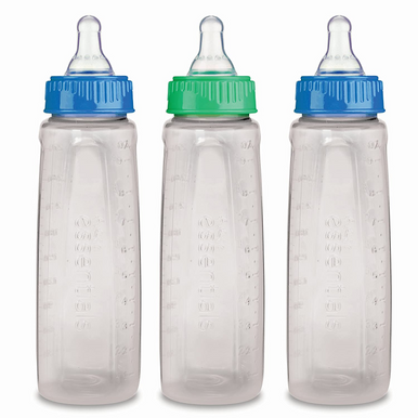 First Essentials by NUK 9 oz. Medium Flow Baby Bottles in White, 3 Pack