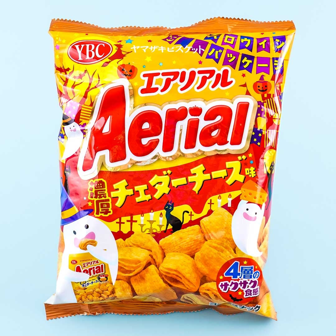 Aerial Halloween Corn Snacks – Thick Cheddar Cheese