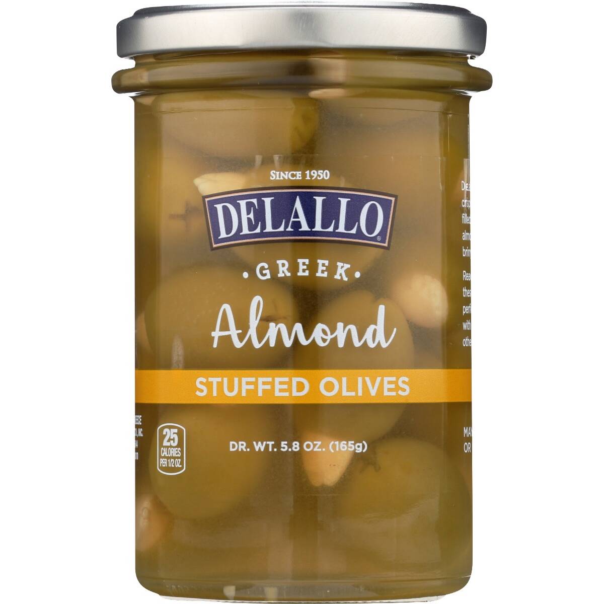 Delallo – Olives Almond Stuffed, 5.82 Oz | Pack of 6
