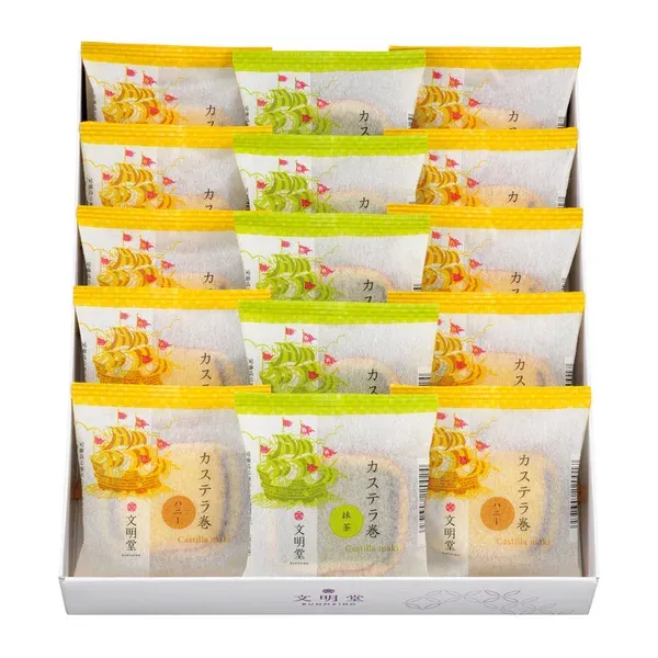 Ginza Bunmeido, Kasuteramaki, Honey & Matcha Flavor, 15 pcs