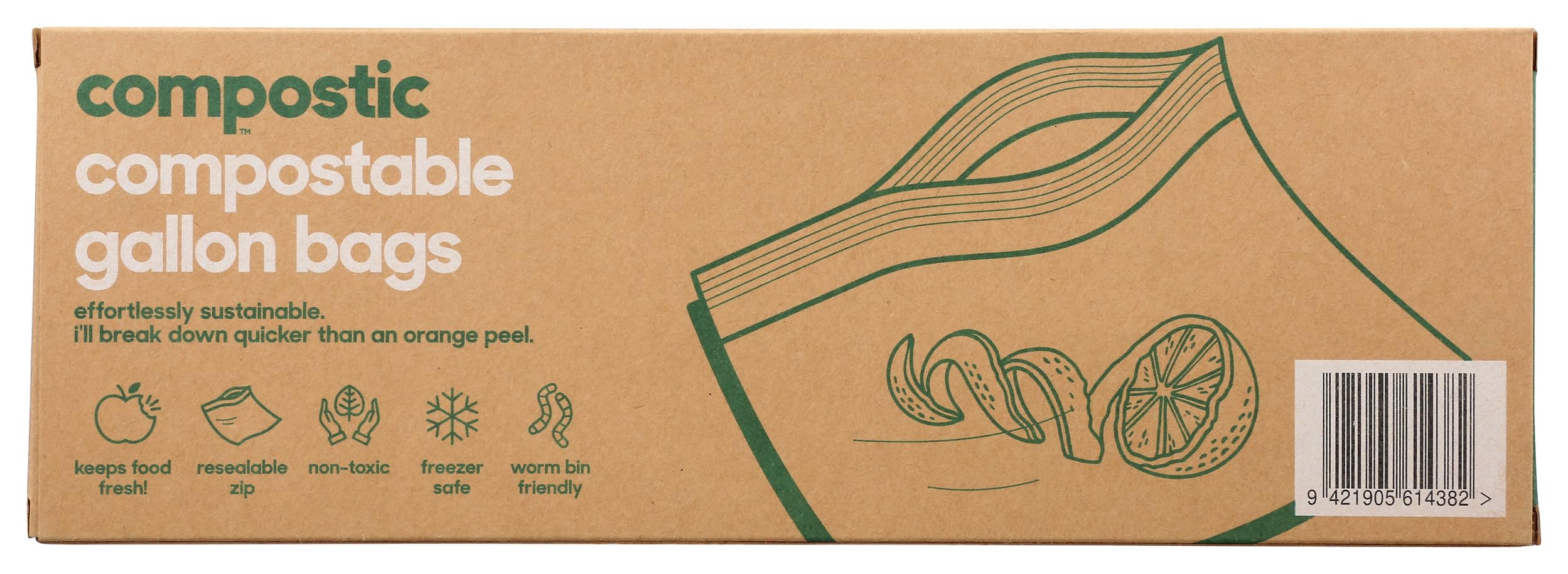 Compostic – Compostable Gallon Storage Bags, 10 Each (Pack Of 12)