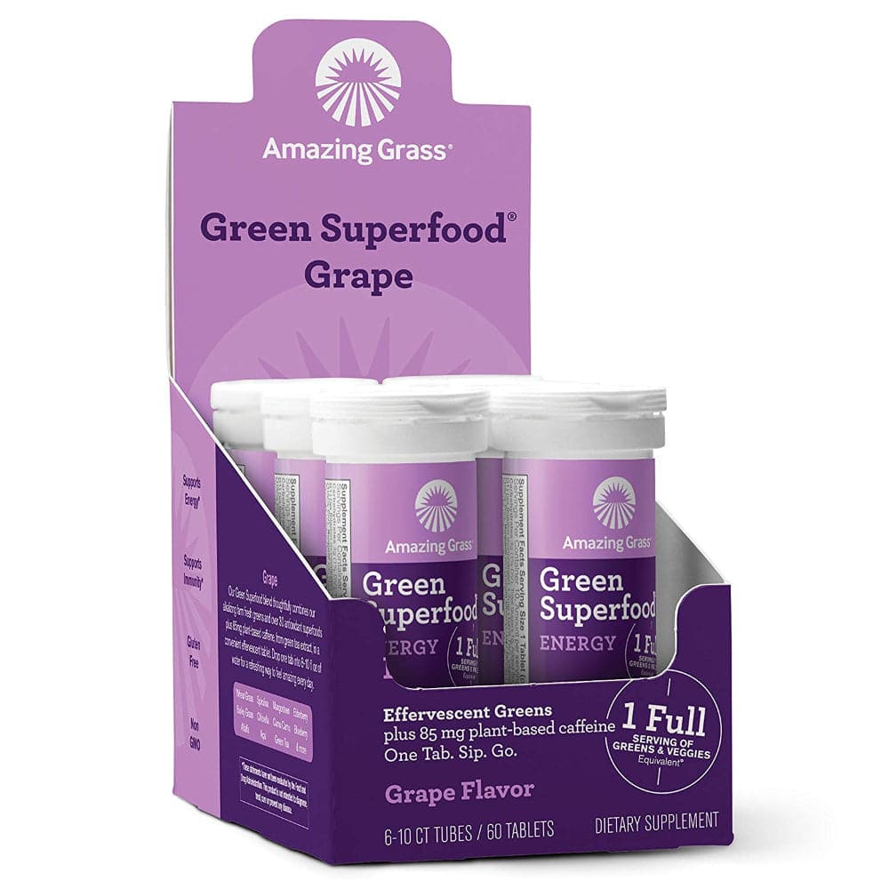 Amazing Grass – Green Superfood Effervescent Greens Grape Flavor, 60 C