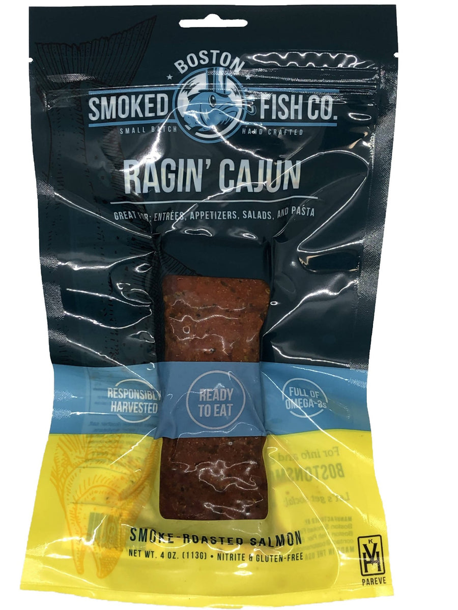 Boston Smoked Fish Co’s Ragin’ Cajun Salmon Portions (Hot Smoked) – 12 x 4 oz