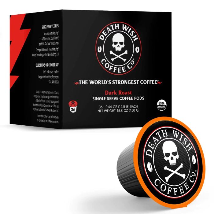 Death Wish Coffee – Single-Serve Coffee Pods, 36 Count | Pack of 2