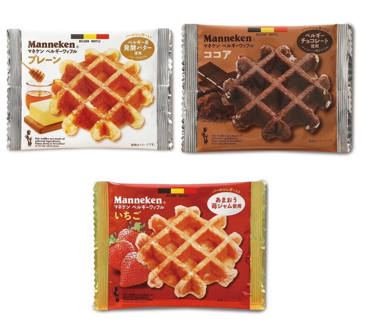 Manneken, Belgian Waffle, Butter, Chocolate & Strawberry, Rosen Japan