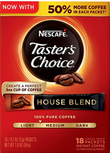 Nescafe Taster’s Choice Instant Coffee House Blend Singles, 18 count