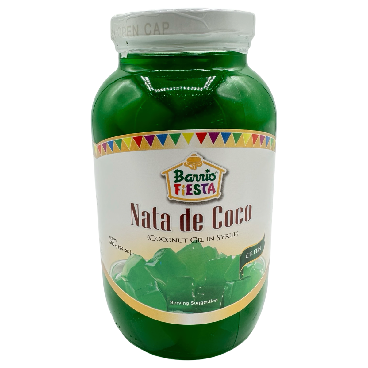 Barrio Fiesta – Nata De Coco – (Coconut Gel in Syrup) – Green – 24 OZ
