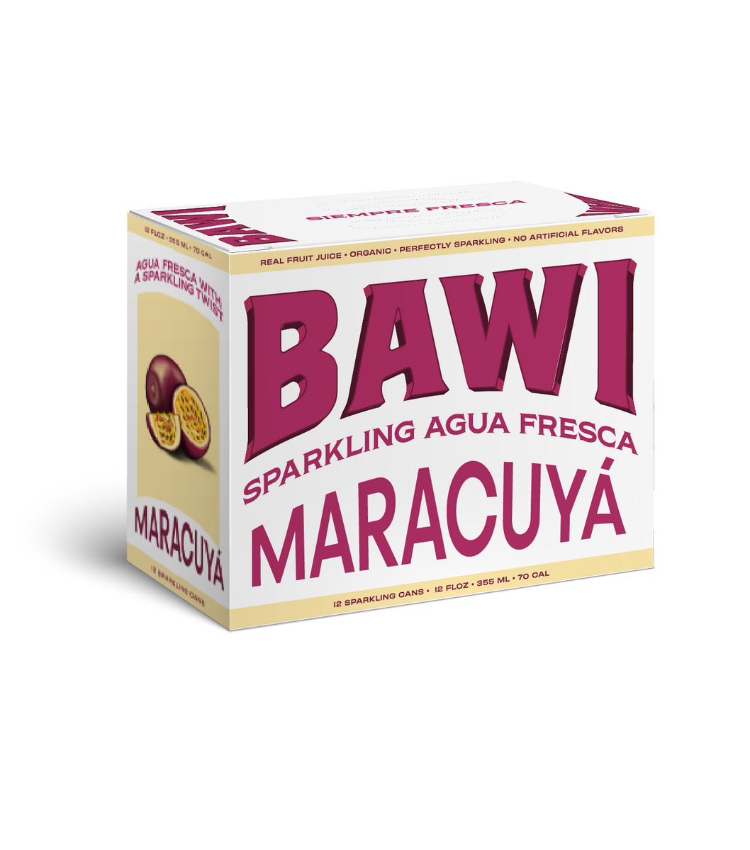 Bawi Agua Fresca LA MARACUYÁ (Passionfruit) Can – 12 Cans x 12 oz (355 mL) case
