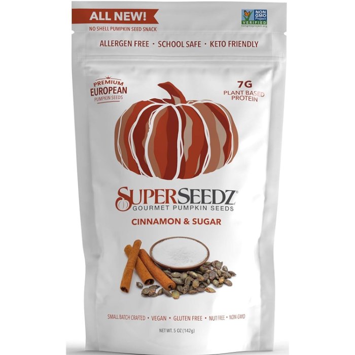 SuperSeedz – Pumpkin Seeds Cinnamon Sugar, 5 oz | Pack of 6