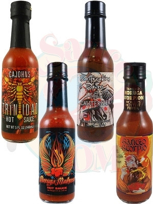 Hottest Trinidad Scorpion and Moruga Hot Sauces 4 Pack, 4/5oz.