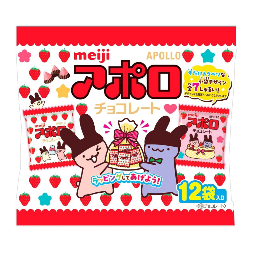 Meiji Apollo Strawberry Chocolate 300g Bag – Made in JAPAN – Tokyo Sakura Mall