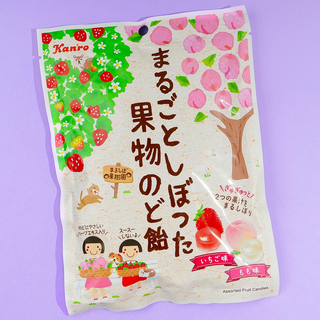 Kanro Whole Squeezed Fruit Throat Candy – Strawberry & Peach