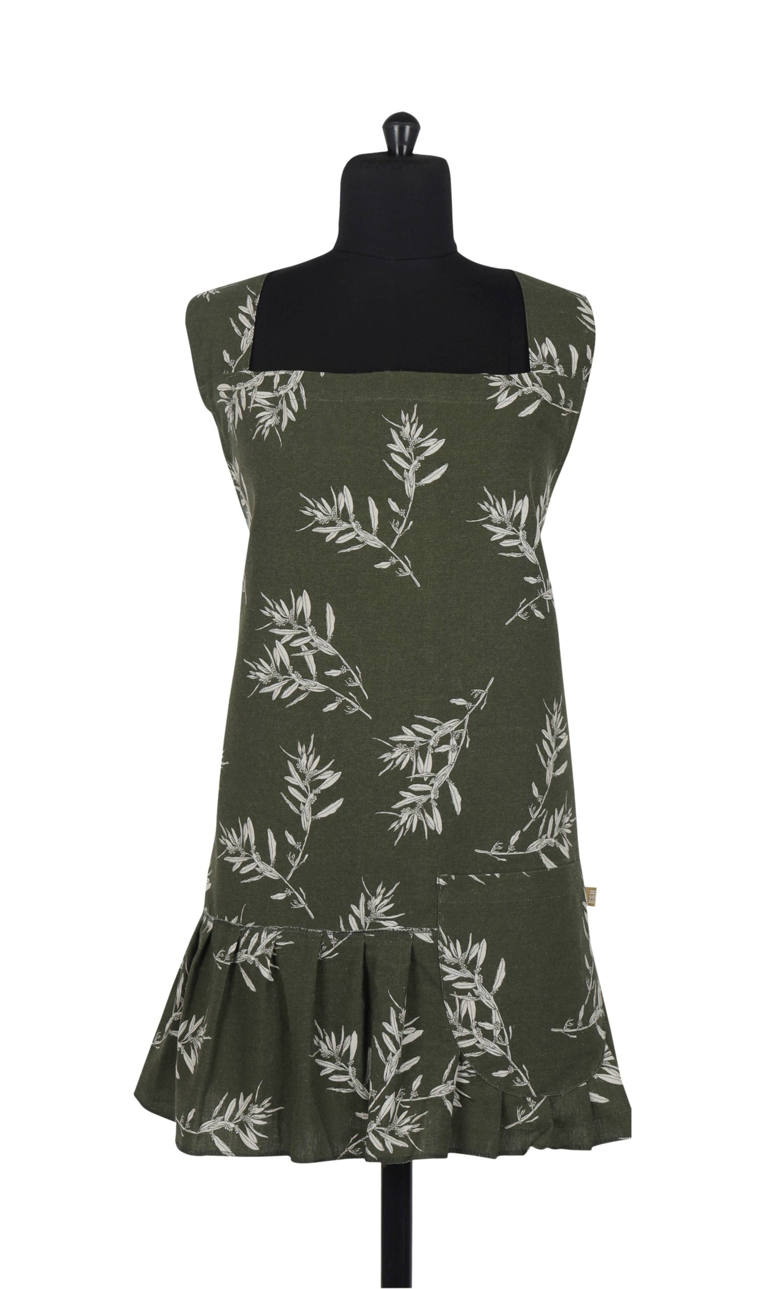 Raine & Humble – Apron Ruffled Pinafore Olives Green