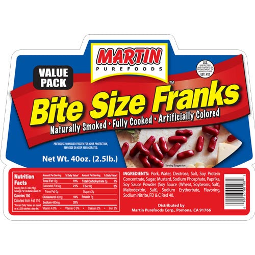 Martin Purefoods – Bite Size Franks – Value Pack – 2.5 LBS
