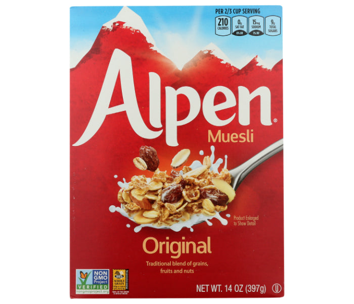 Alpen – Cereal Muesli Original With Raisins, 14 Oz – Pack of 12