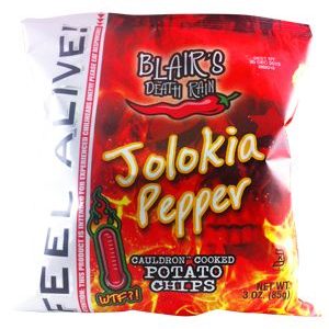 Blair’s Death Rain Jolokia Pepper Cauldron Cooked Potato Chips, 3oz.