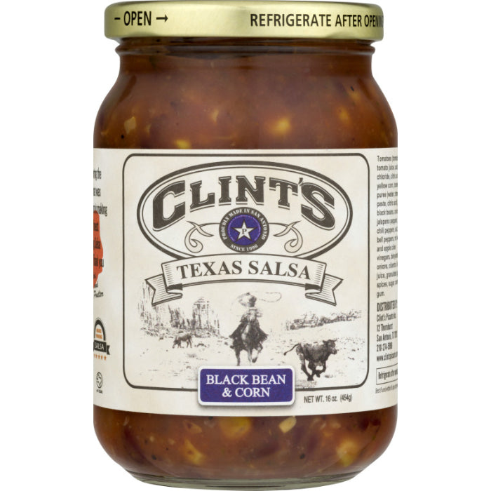 Clints – Black Bean & Corn Salsa, 16 Oz (Pack of 6)