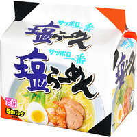 Sanyo Syokuhin “Shio Ramen, Salt Flavor Noodles” 5 packs in 1 bag, 500g