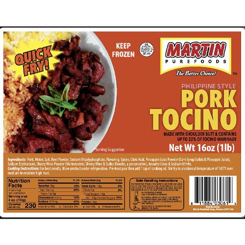 Martin Purefoods – Philippine Style Pork Tocino – Quick Fry – 12 OZ