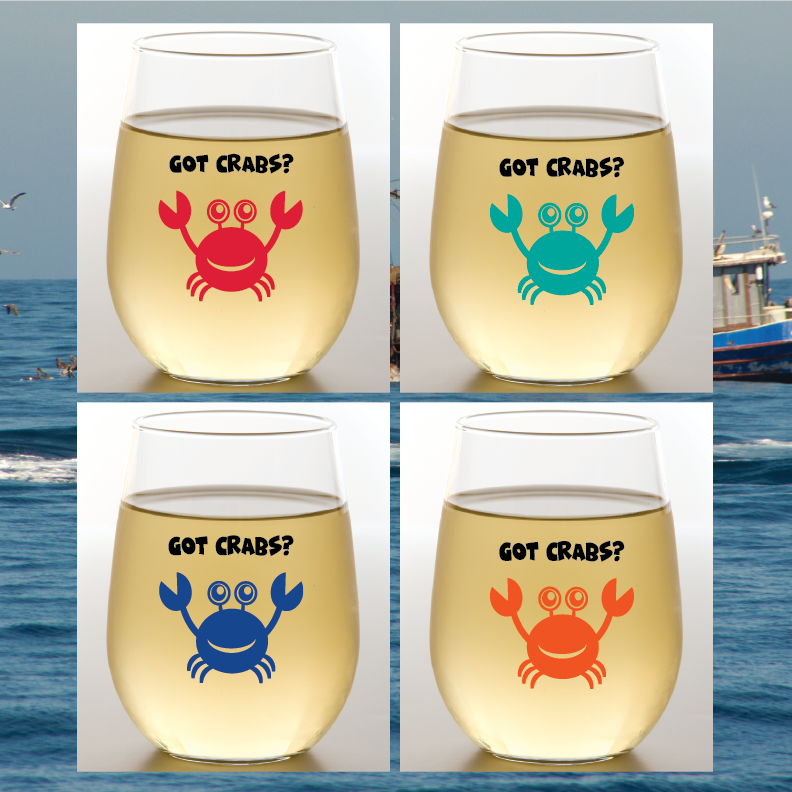 Wine-Oh! – GOT CRABS? Shatterproof Wine Glasses- 4 pack