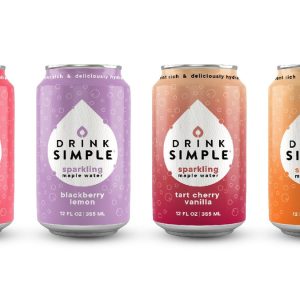 Drink Simple Mixed 12 Pack Sparkling Maple Waters- 4 Flavors: Tart Cherry Vanilla, Raspberry Lemon, Blackberry Lemon, and Orange Cream
